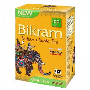 зелёный индийский чай крупнолистовой Бикрам (Green Tea Bikram), 100 грамм