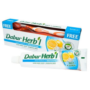 зубная паста Соль и лимон Дабур + зубная щётка (Salt and lemon Dabur), 150 грамм