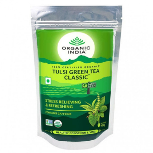 Чай Тулси Зелёный чай (Green tea Organic India), 100 грамм