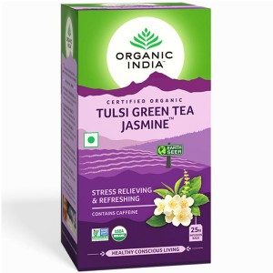 Зелёныё чай Тулси с Жасмином Органик Индия (Green Tea Tulsi Jasmine Organic India), 25 пакетиков