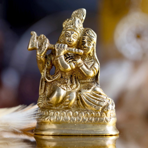 статуэтка Кришна и Радха, латунь
